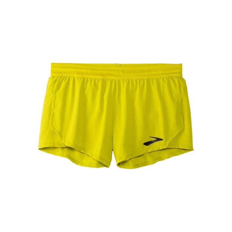 Brooks Elite 3 Split - Mens Running Shorts - Greenyellow/Acid Lime/Nightlife (46251XWAN)